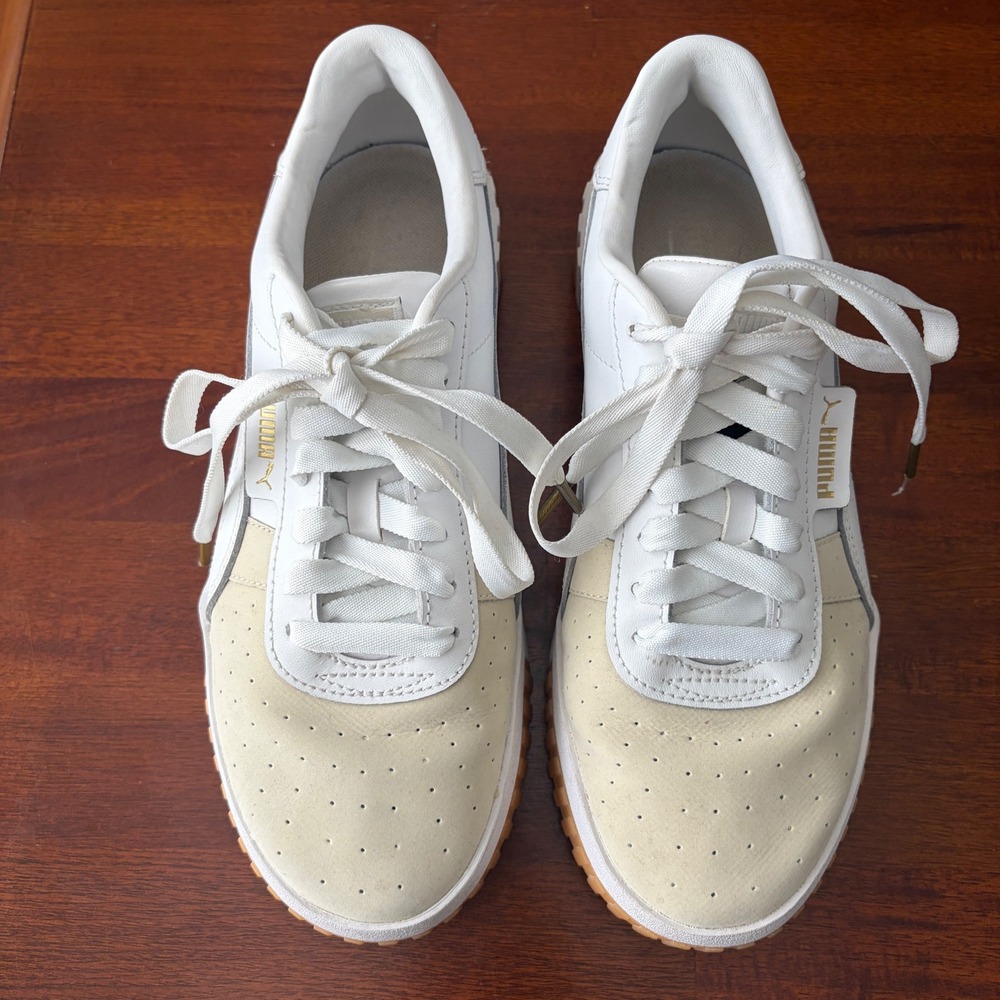 Puma Cali Exotic White Women's Leather Sneakers Shoes 9.5